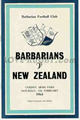 Barbarians v New Zealand 1964 rugby  Programmes